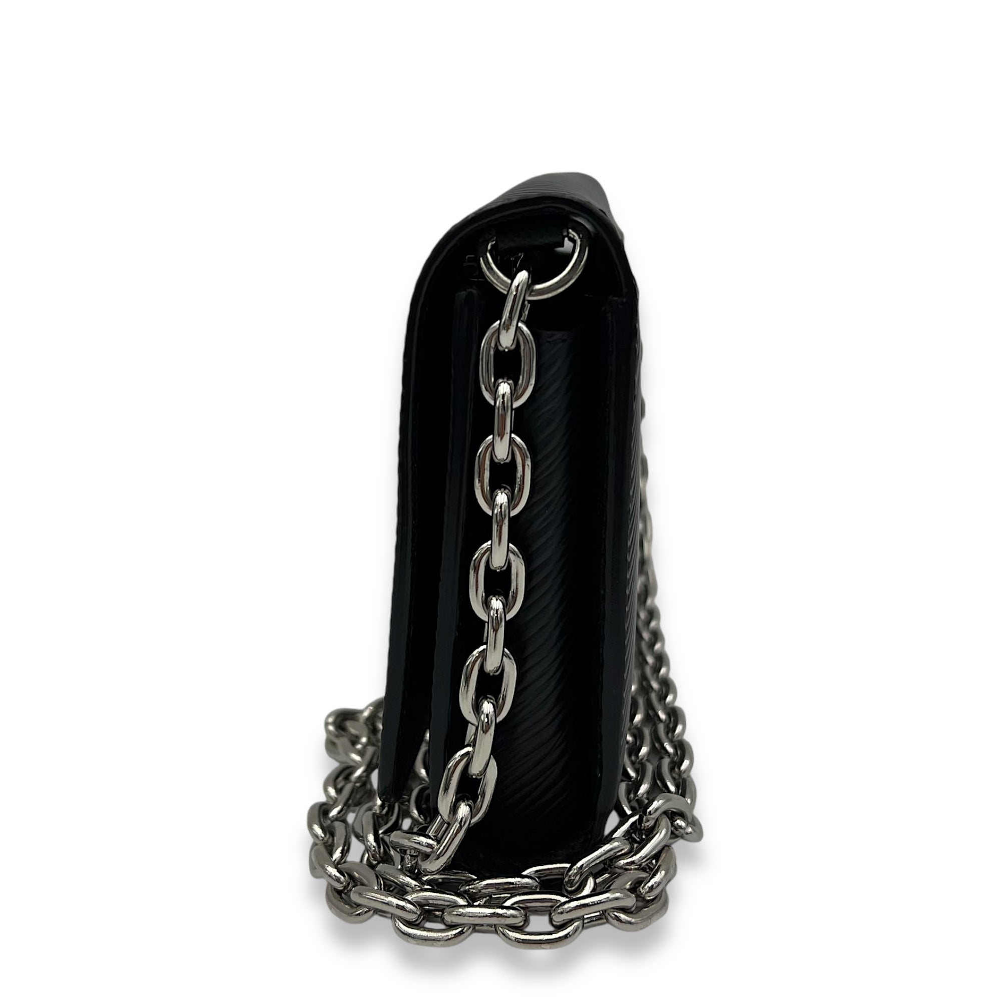 Twist Wallet On Chain Black in Epi Leather, Silver hardware