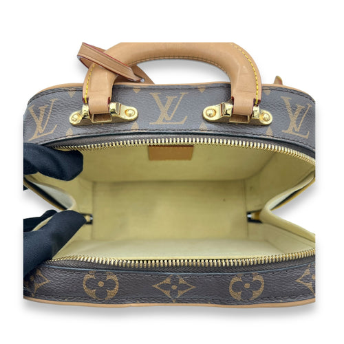 Valisette Top Handle Bag Brown in Monogram Coated Canvas, Gold hardware