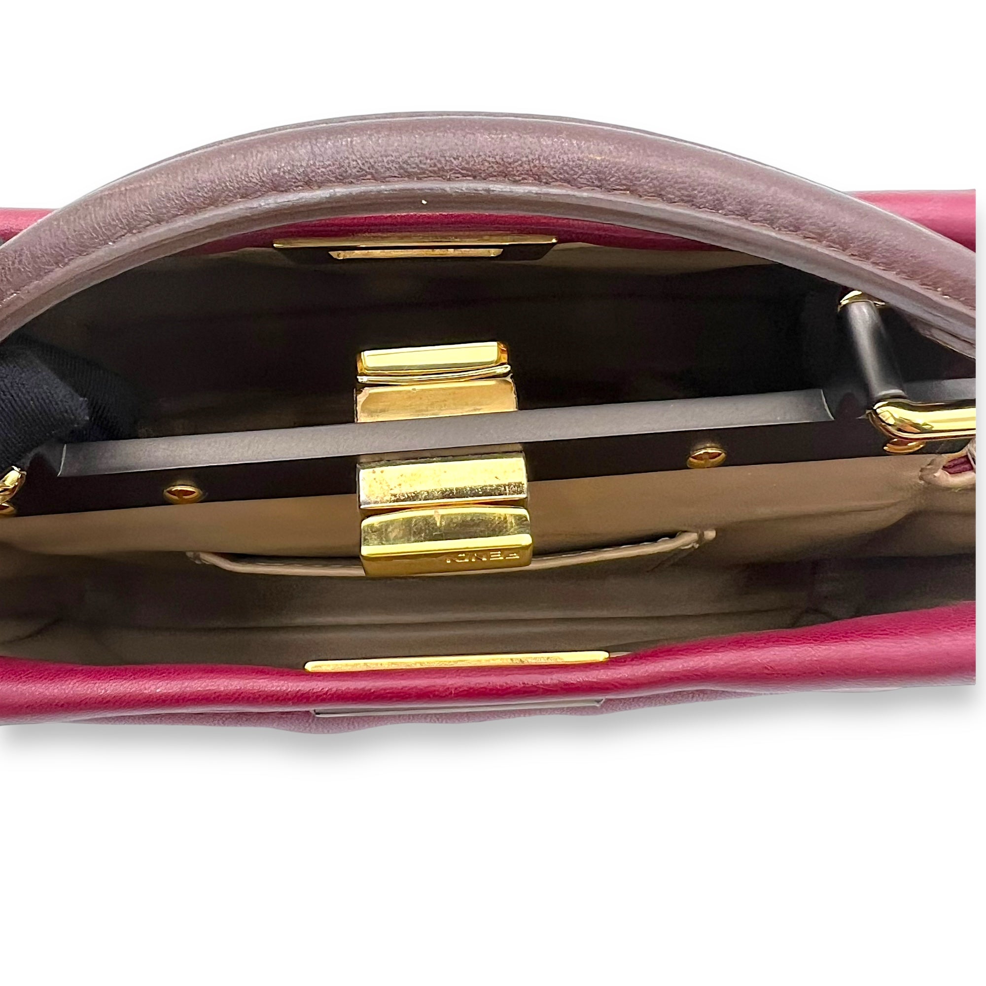 Peekaboo Mini Red Top Handle Bag in Calfskin, Gold hardware