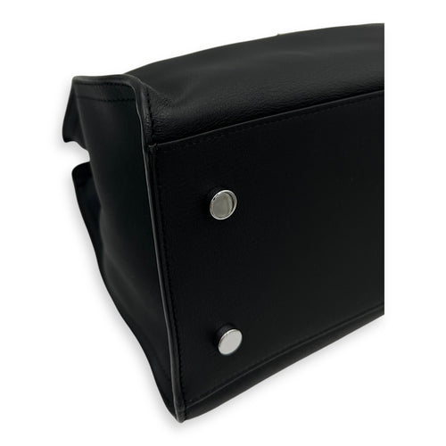 Monogram Cabas Black Top Handle Bag in Calfskin, Silver hardware