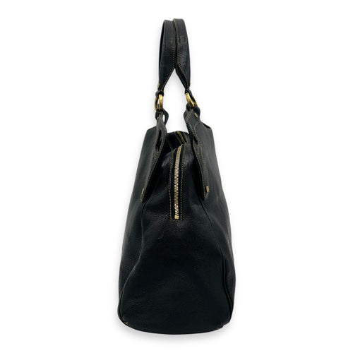 Marcello Top Handle Bag Black in Calfskin, Gold hardware