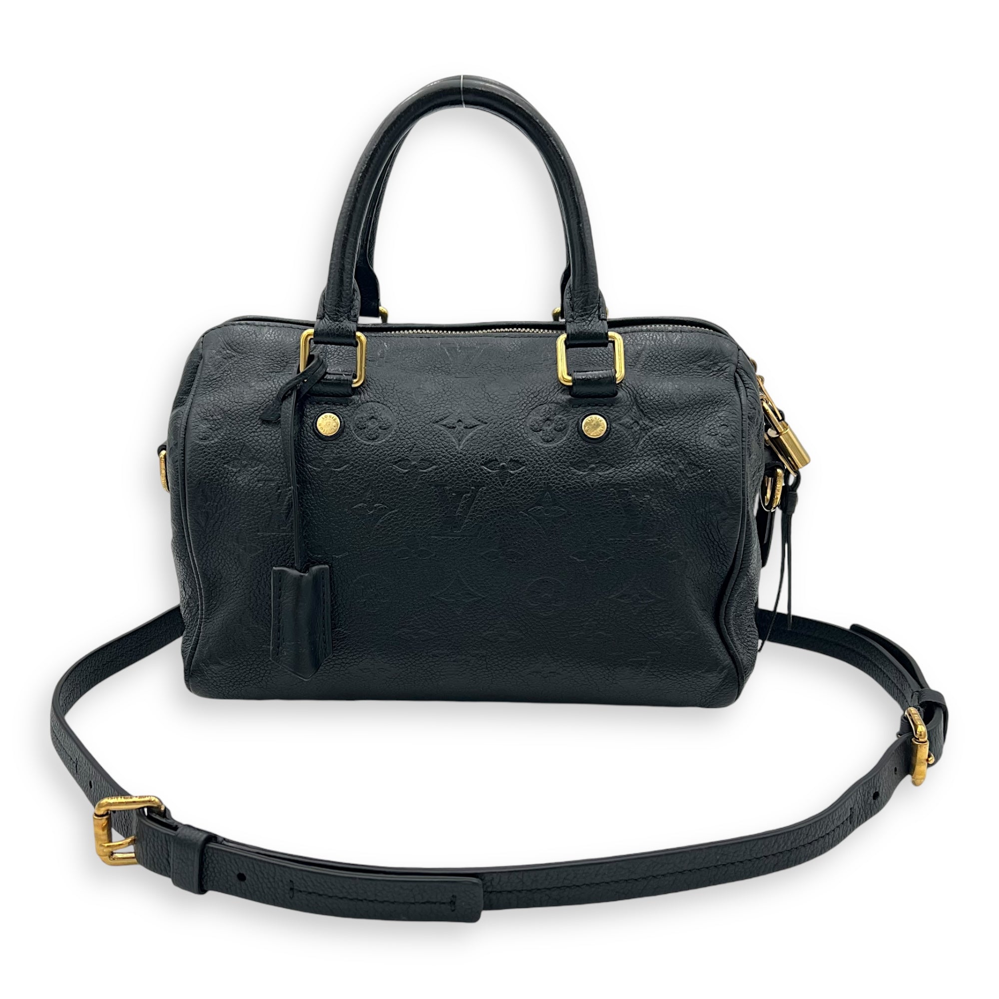 Speedy 25 Black Top Handle Bag in Empreinte Leather, Gold hardware