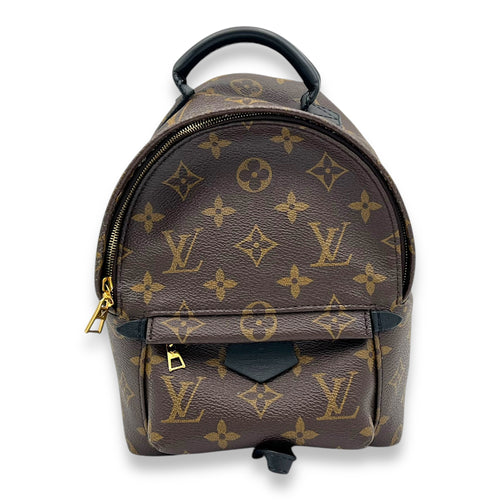 Palm Springs Backpack Brown in Monogram Coated Canvas, Gold hardware