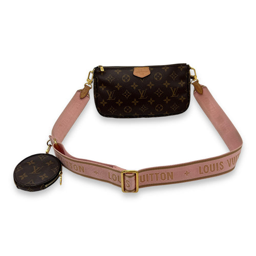 Multi-Pochette Accessoires Crossbody Bag Brown in Monogram Coated Canvas, Gold hardware