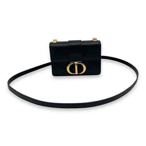 30 Montaigne Micro Black Crossbody Bag in Calfskin, Gold hardware