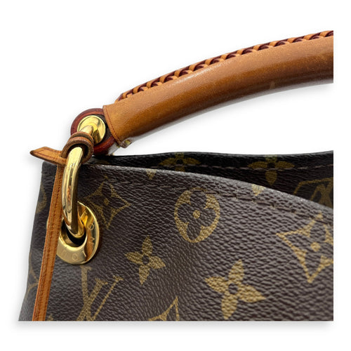 Artsy Top Handle Bag Brown in Monogram Coated Canvas, Gold hardware