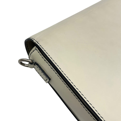 J'adior White Crossbody Bag in Calfskin, Silver hardware