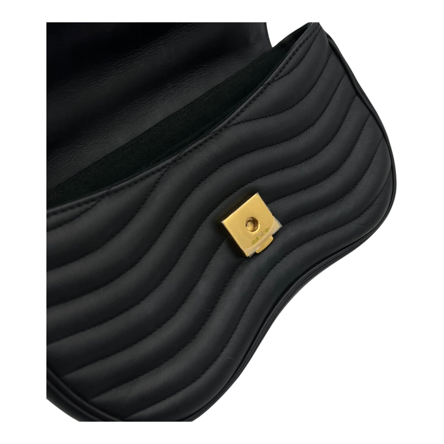 New Wave Shoulder Bag Black in Calfskin, Gold hardware