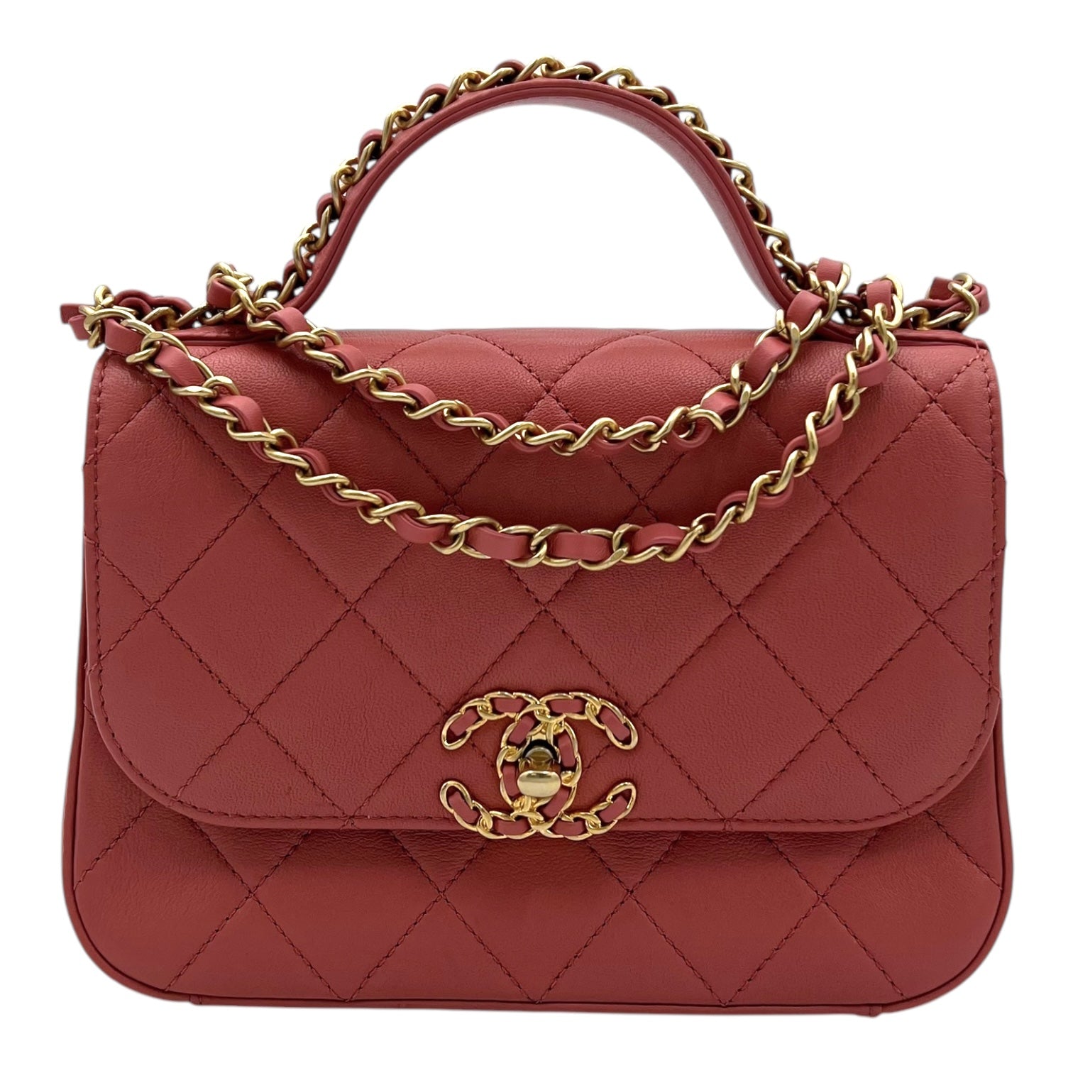 Infinity Pink Top Handle Bag in Goat Leather, Gold hardware