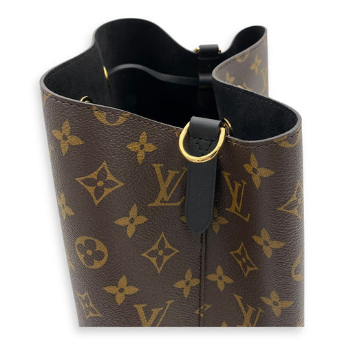 NeoNoe MM Brown Bucket Bag in Monogram Coated Canvas, Gold hardware