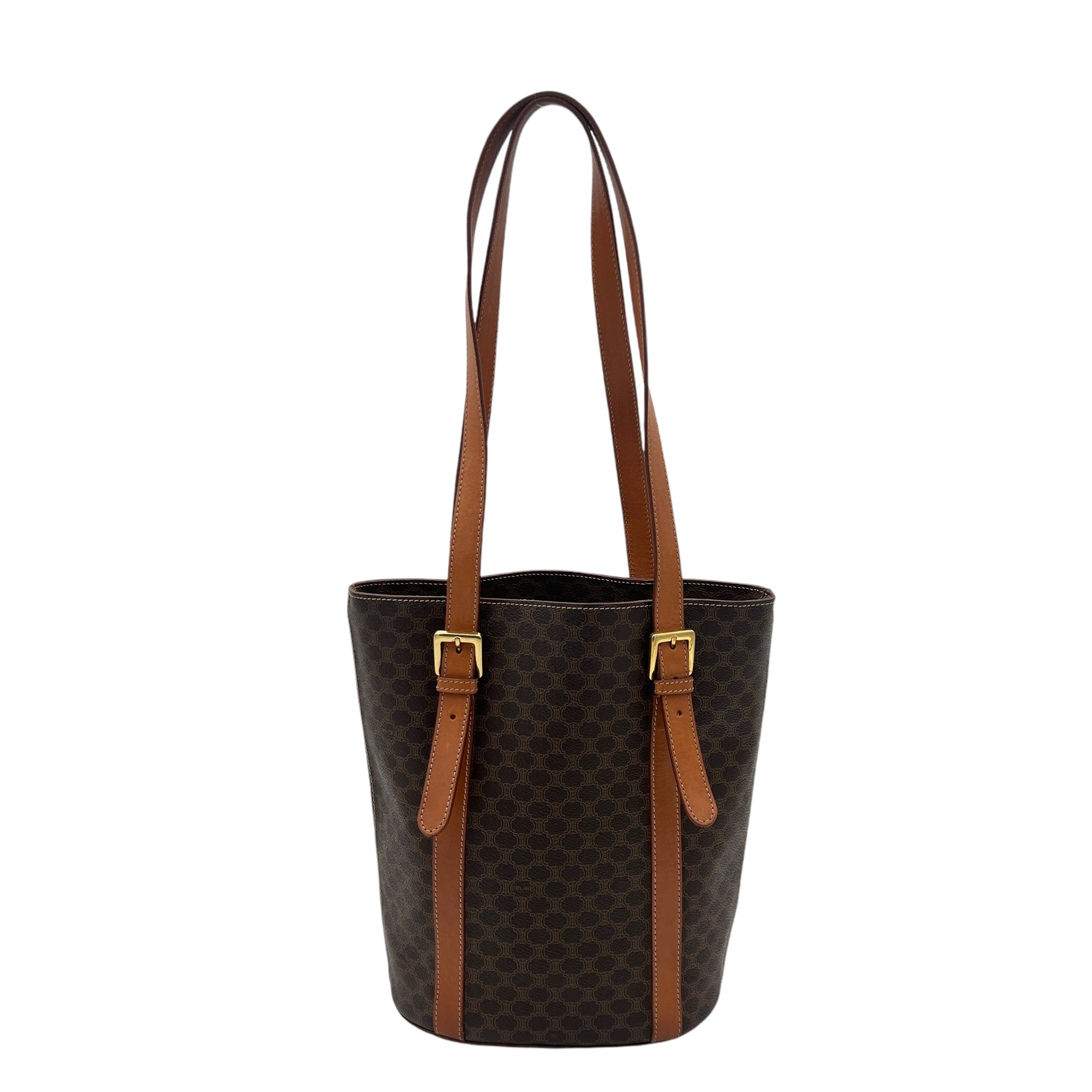 Macadam Tote Bag Brown in Coated Canvas, Gold hardware