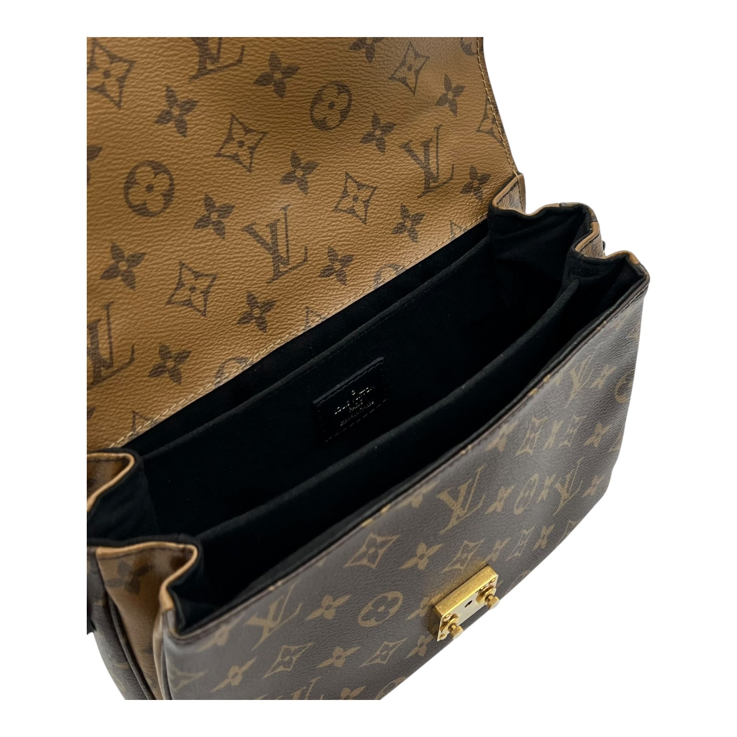 Pochette Metis Top Handle Bag Brown in Monogram Coated Canvas, Gold hardware