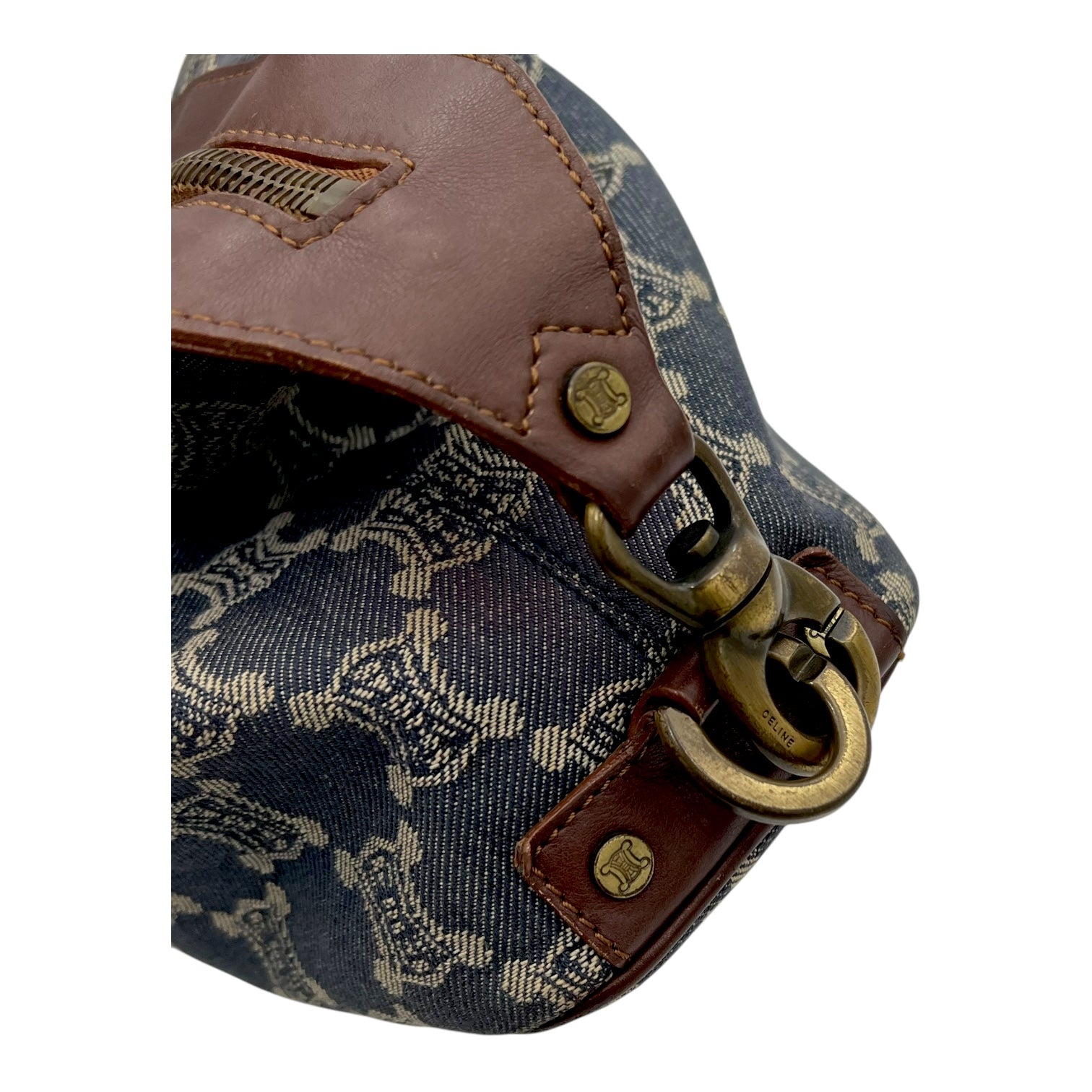 Macadam Shoulder Bag Blue in Denim, Gold hardware