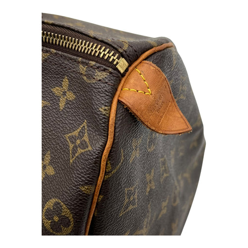 Speedy Top Handle Bag 35 Brown in Monogram Coated Canvas, Gold hardware