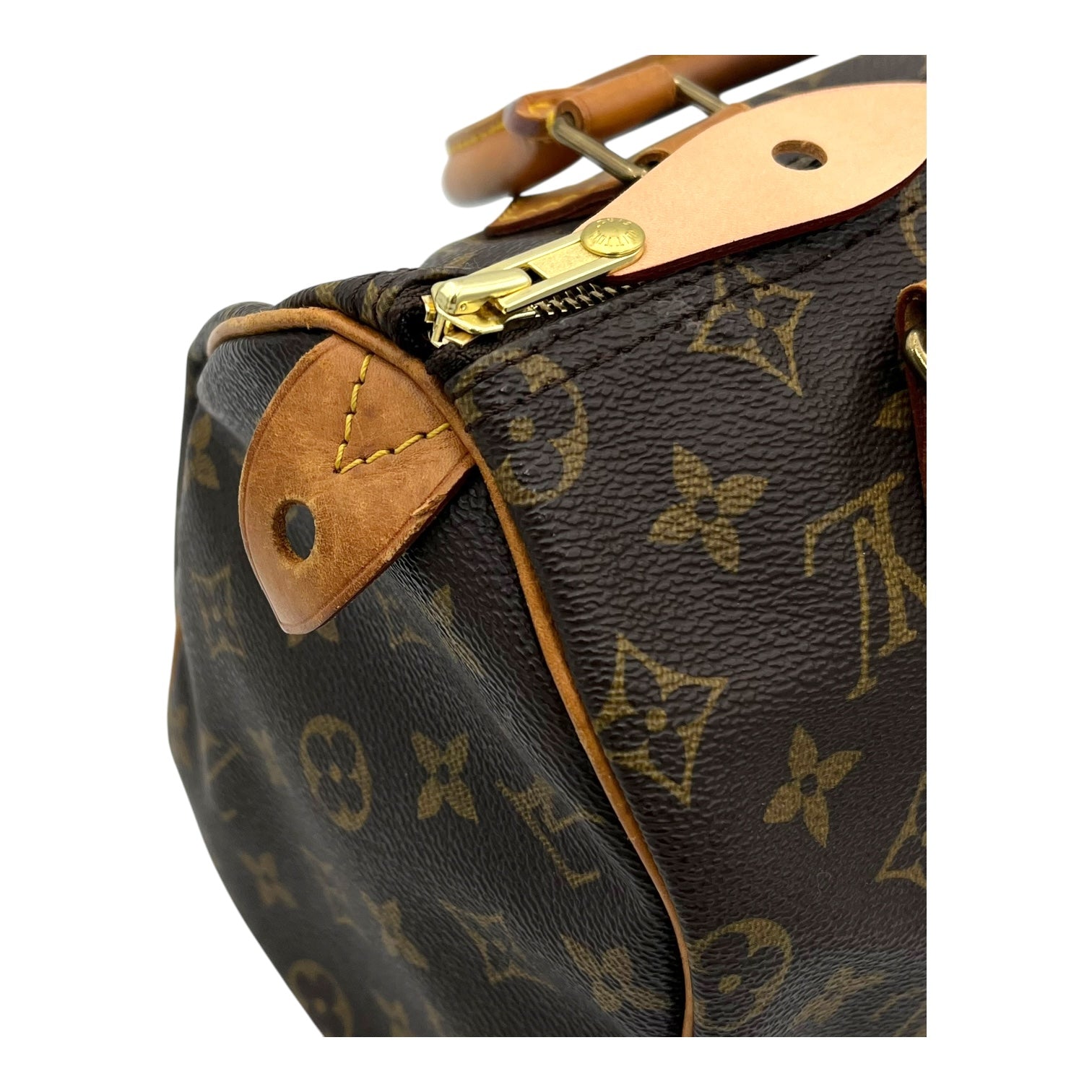 Speedy Top Handle Bag 25 Brown in Monogram Coated Canvas, Gold hardware