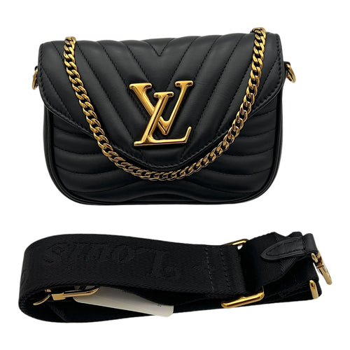 New Wave Multi Pochette Shoulder Bag Black in Calfskin, Gold hardware