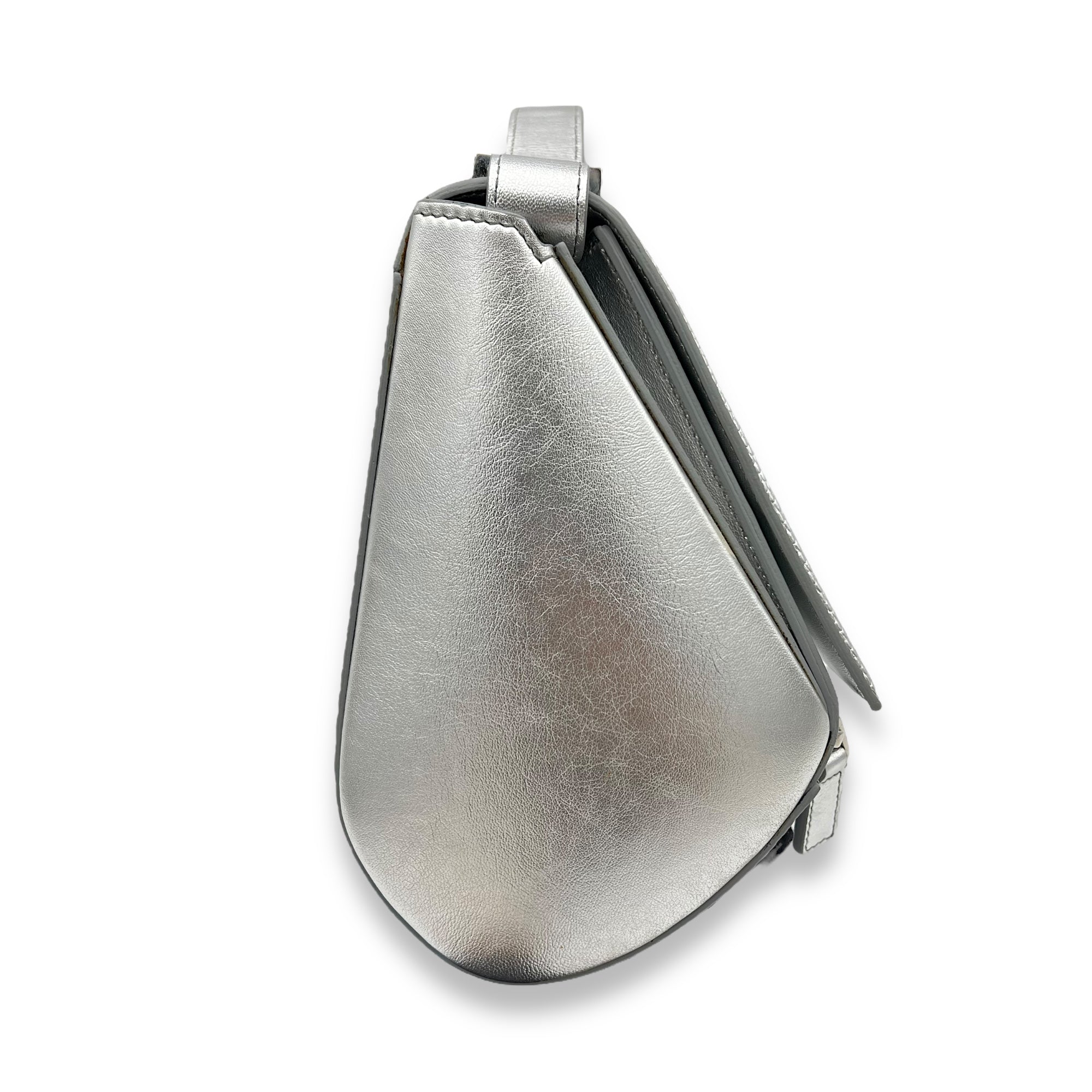 Pandora Box Medium Silver Crossbody Bag in Lizard Embossed Calfskin, Silver hardware