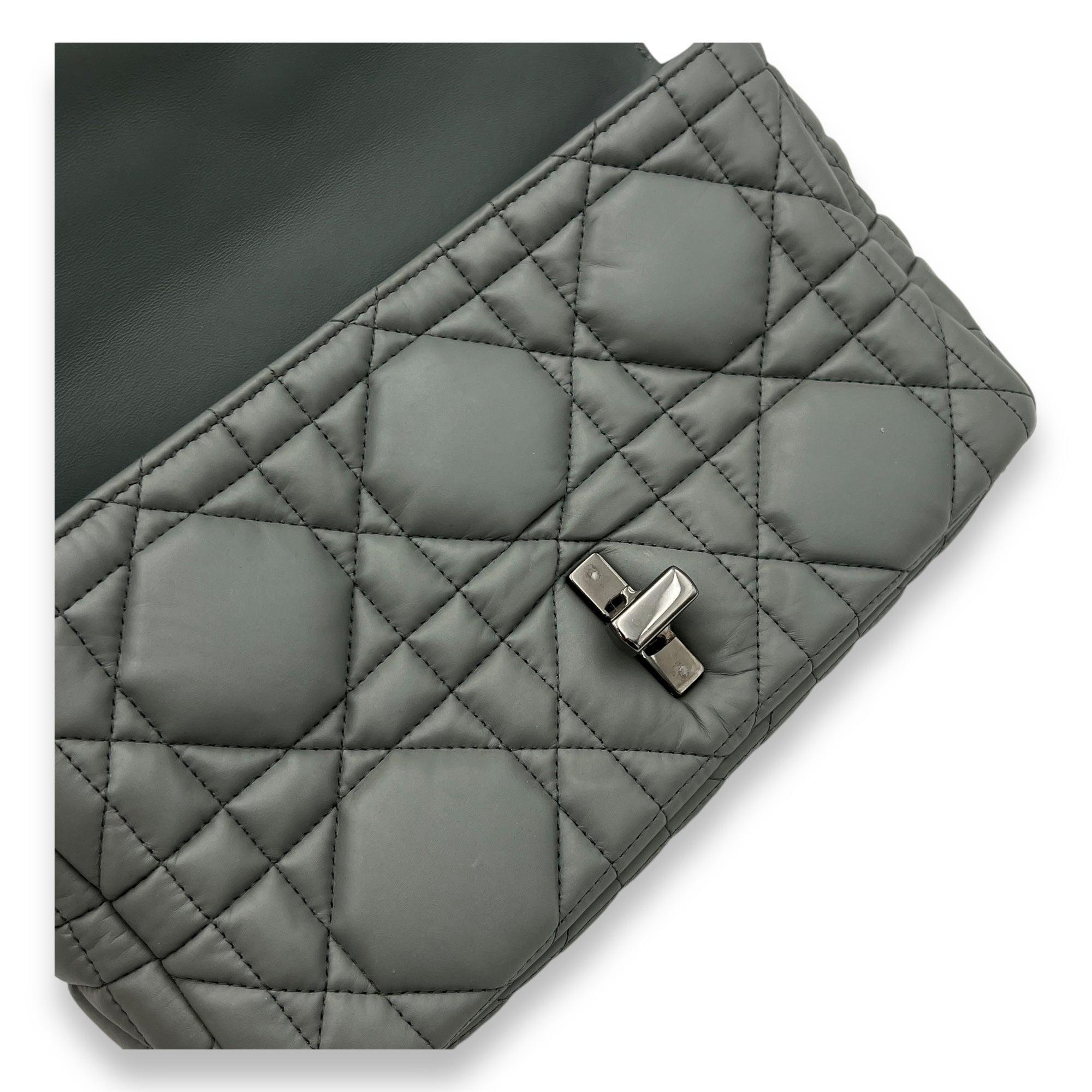 Caro Medium Grey Shoulder Bag in Lambskin, Silver hardware