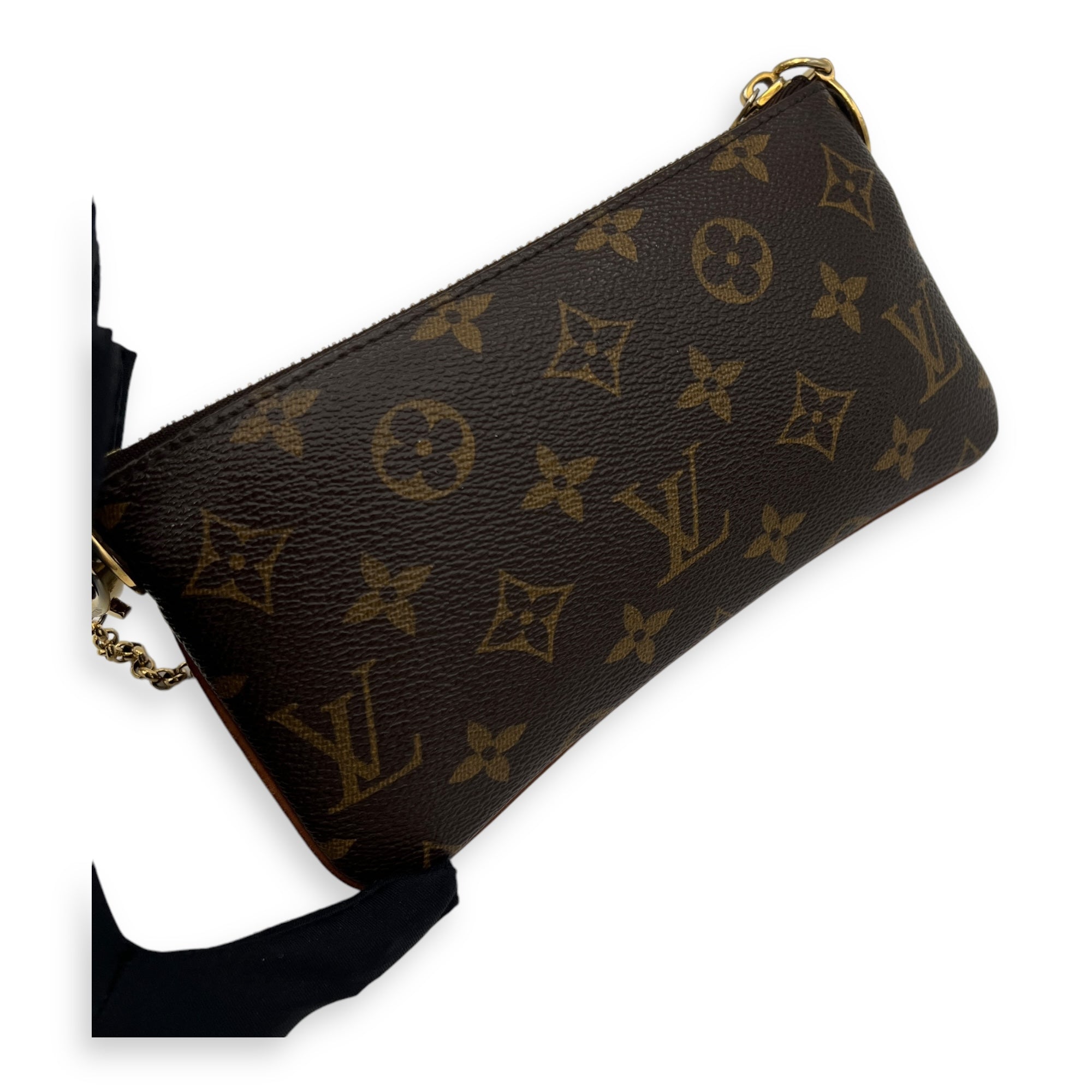 Milla Pouch MM Brown in Monogram Coated Canvas, Gold hardware