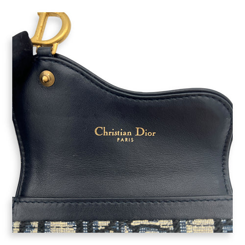 Saddle Wallet Blue in Jacquard, Gold hardware