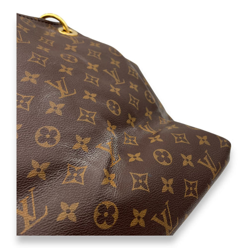 Artsy Top Handle Bag Brown in Monogram Coated Canvas, Gold hardware