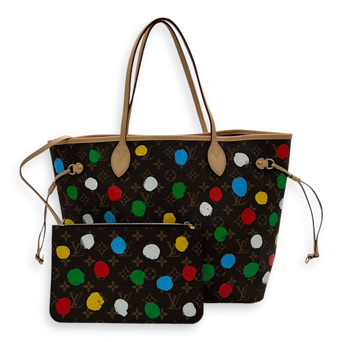 Yayoi Kusama Neverfull Tote Bag  Brown in Monogram Coated Canvas , Gold Hardware