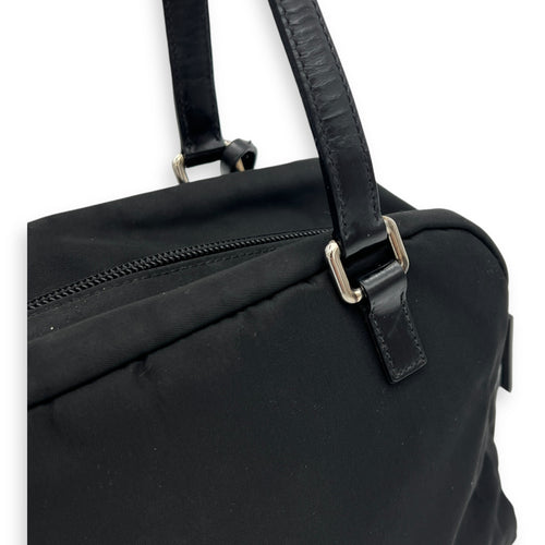 Logo Shoulder Bag Black in Nylon, Silver hardware