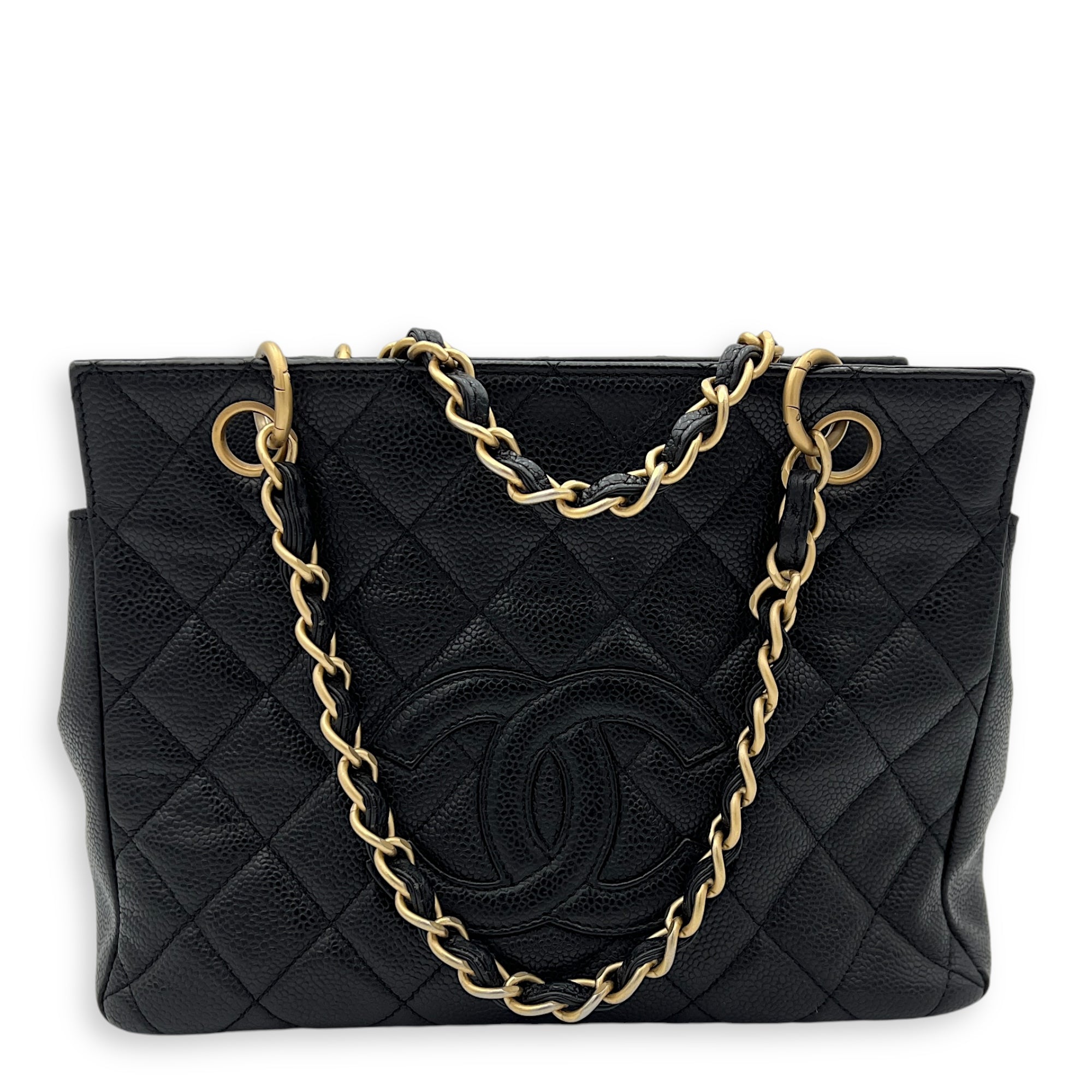 Chanel Petite Timeless Tote Top Handle Bag Black in Caviar Leather, Gold hardware_10