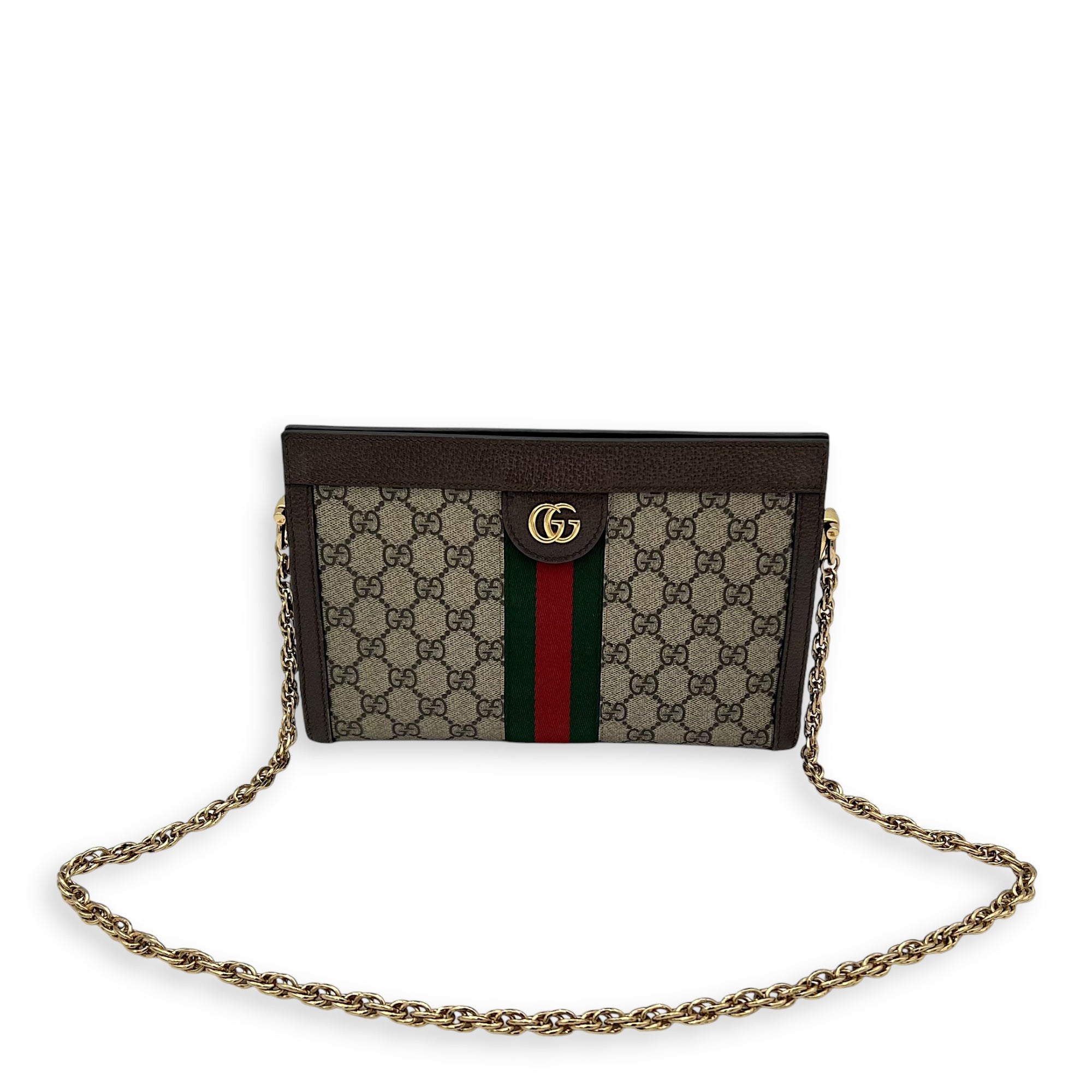 Gucci Ophidia Crossbody Bag Brown in Monogram Coated Canvas, Gold hardware_10