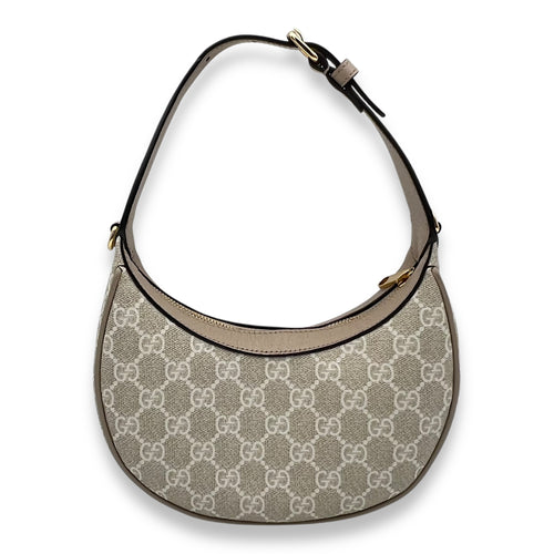 Gucci Ophidia Mini White Shoulder Bag in Coated Canvas, Gold hardware_2