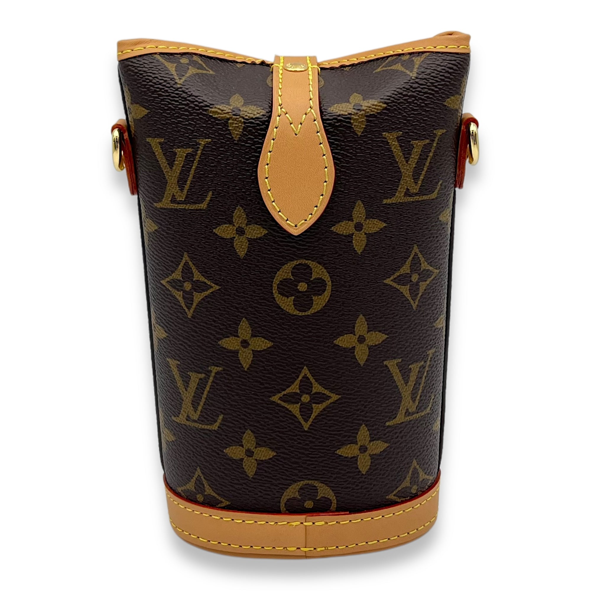 Louis Vuitton Fold Me Crossbody Bag Brown in Monogram Coated Canvas, Gold hardware_2