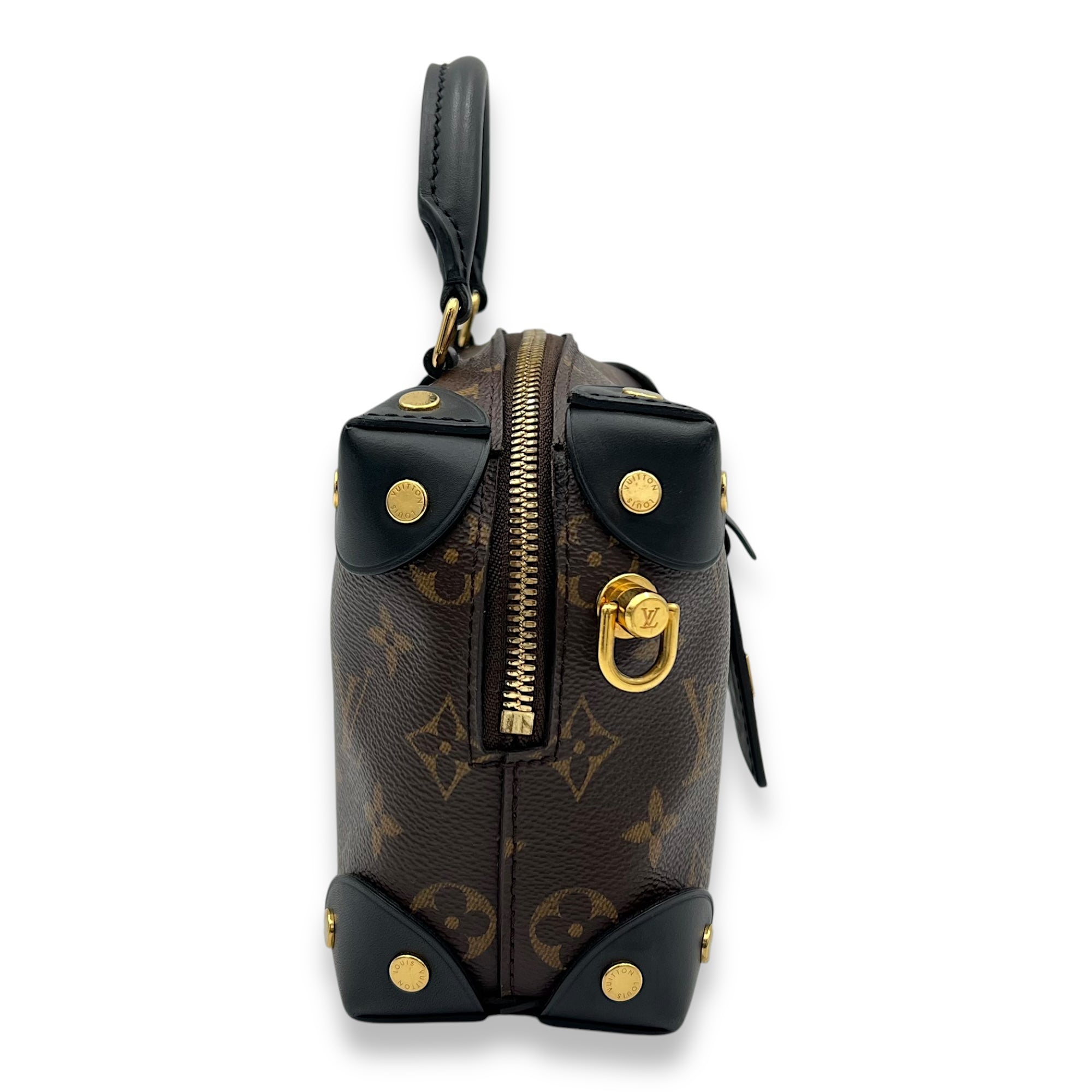 Louis Vuitton Petite Malle Souple Top Handle Bag Brown in Monogram Coated Canvas, Gold hardware_3