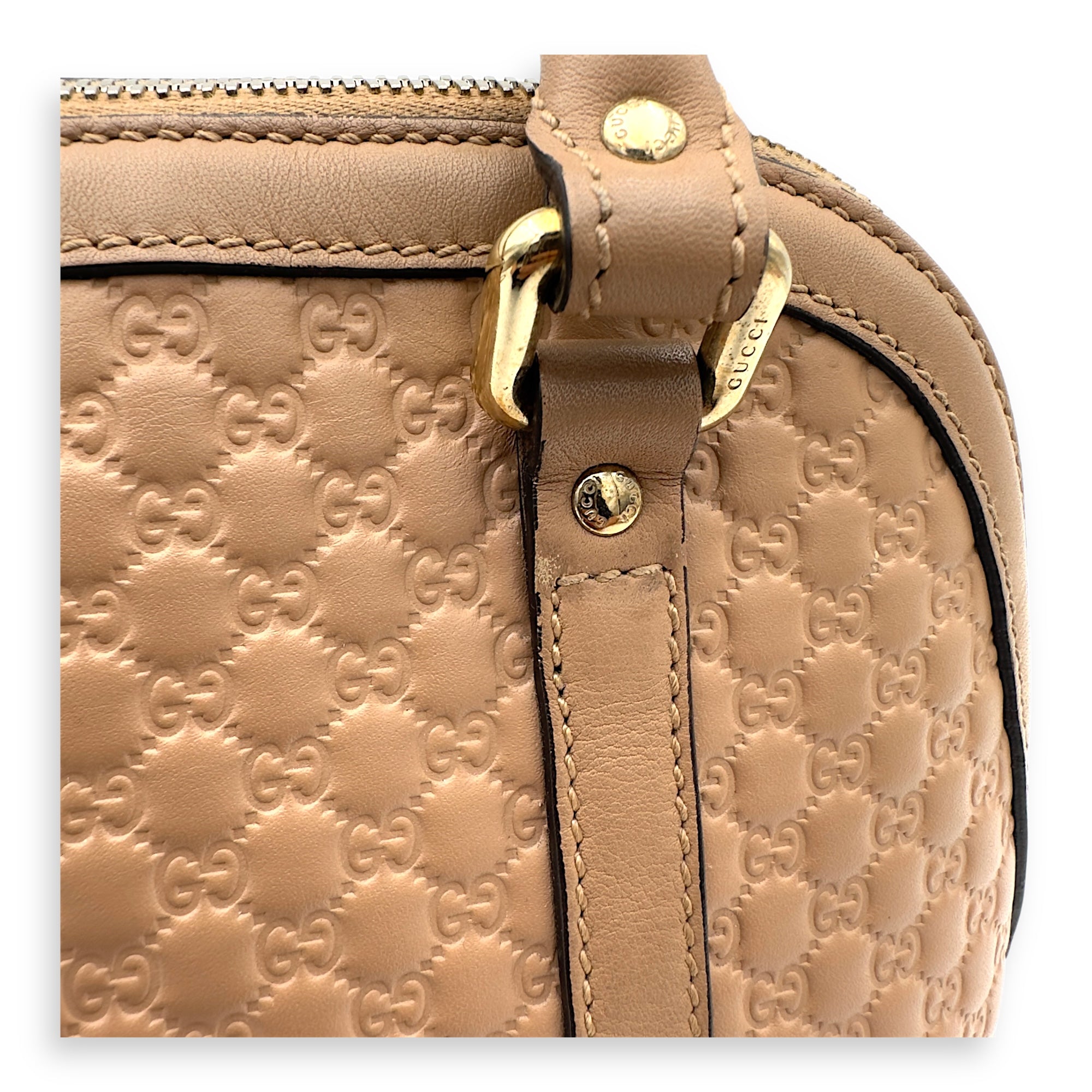 Gucci Dome Top Handle Bag Beige in Calfskin, Gold hardware_6