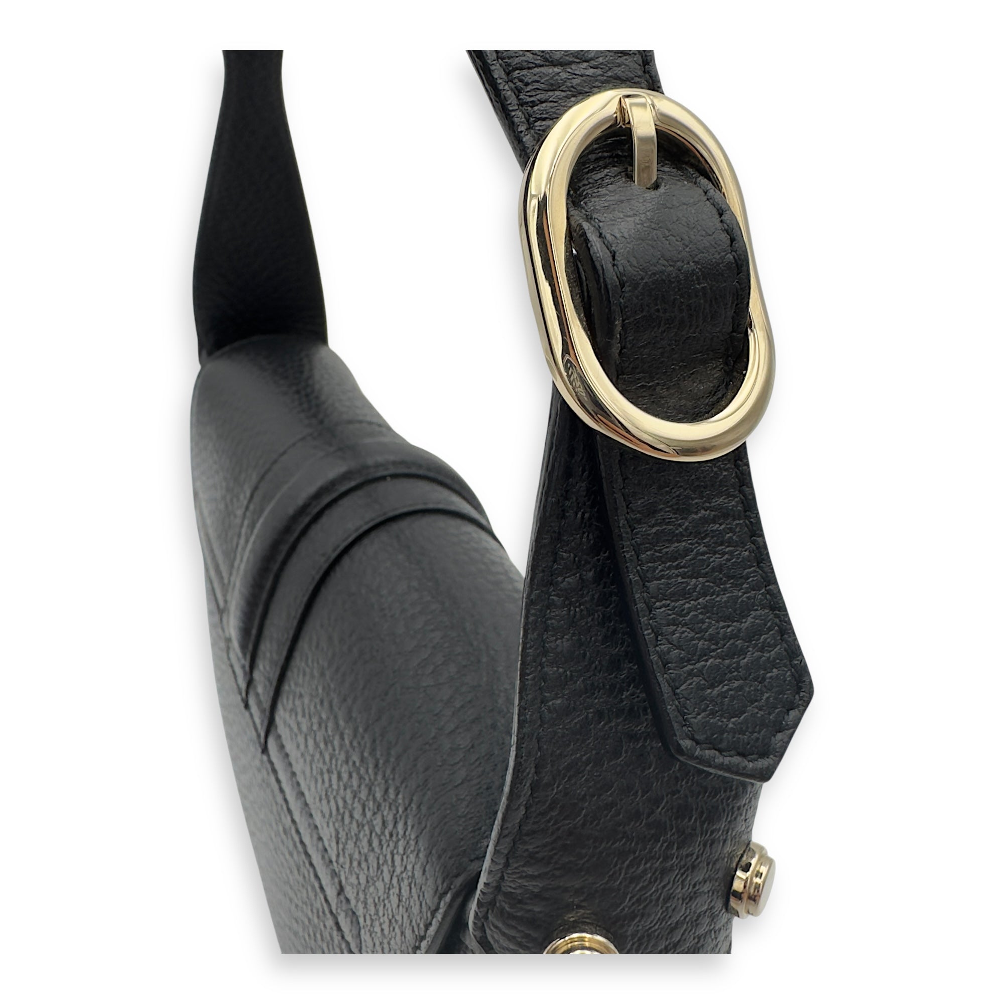 Logo Shoulder Bag Black in Calfskin, Gold hardware