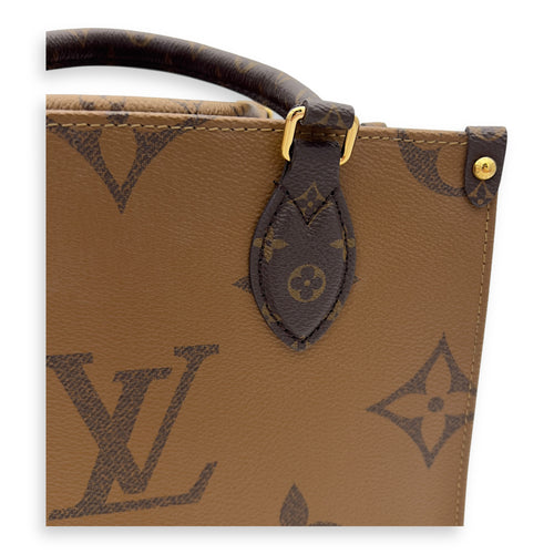 Louis Vuitton OnTheGo PM Brown Top Handle Bag in Coated Canvas, Gold hardware_12