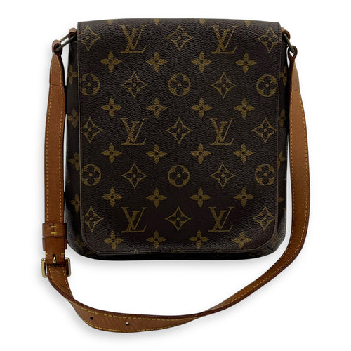 Louis Vuitton Musette Salsa Brown Crossbody Bag in Monogram Coated Canvas, Gold hardware_16