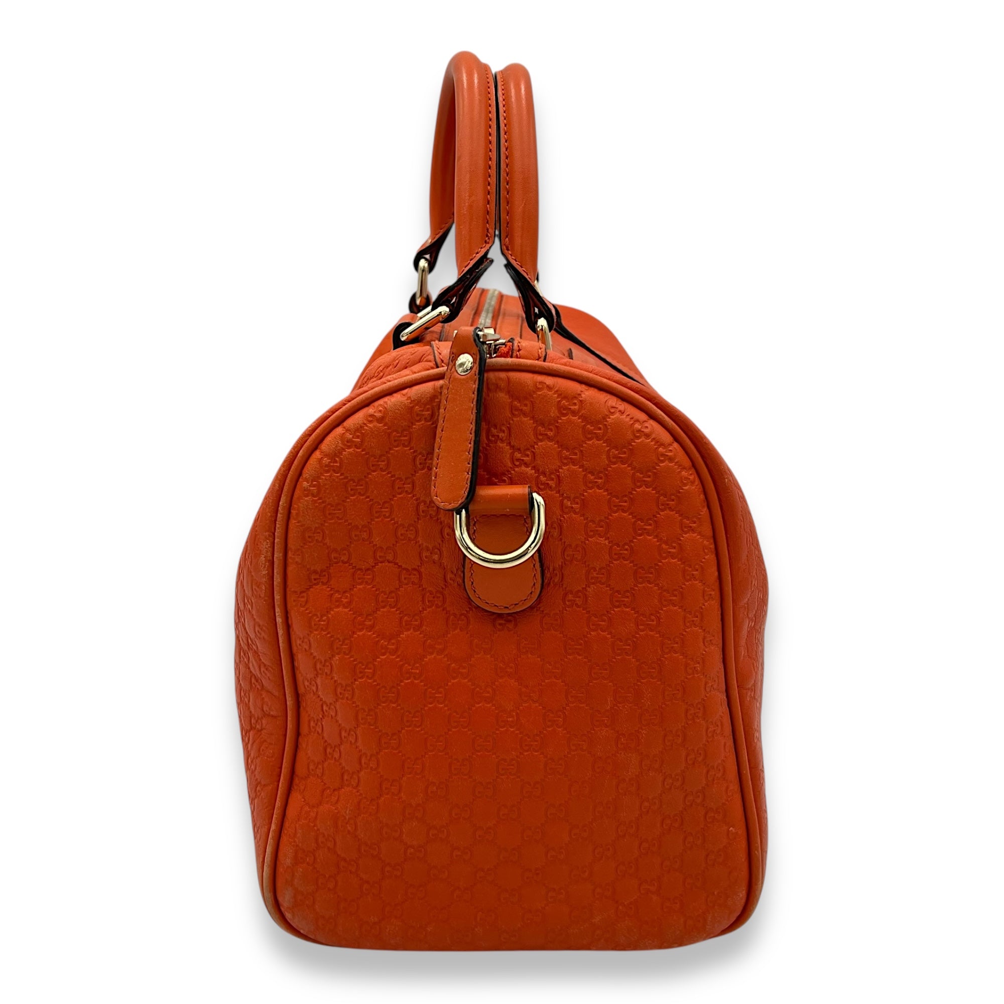 Gucci Boston Top Handle Bag Orange in Guccissima Leather, Gold hardware_3