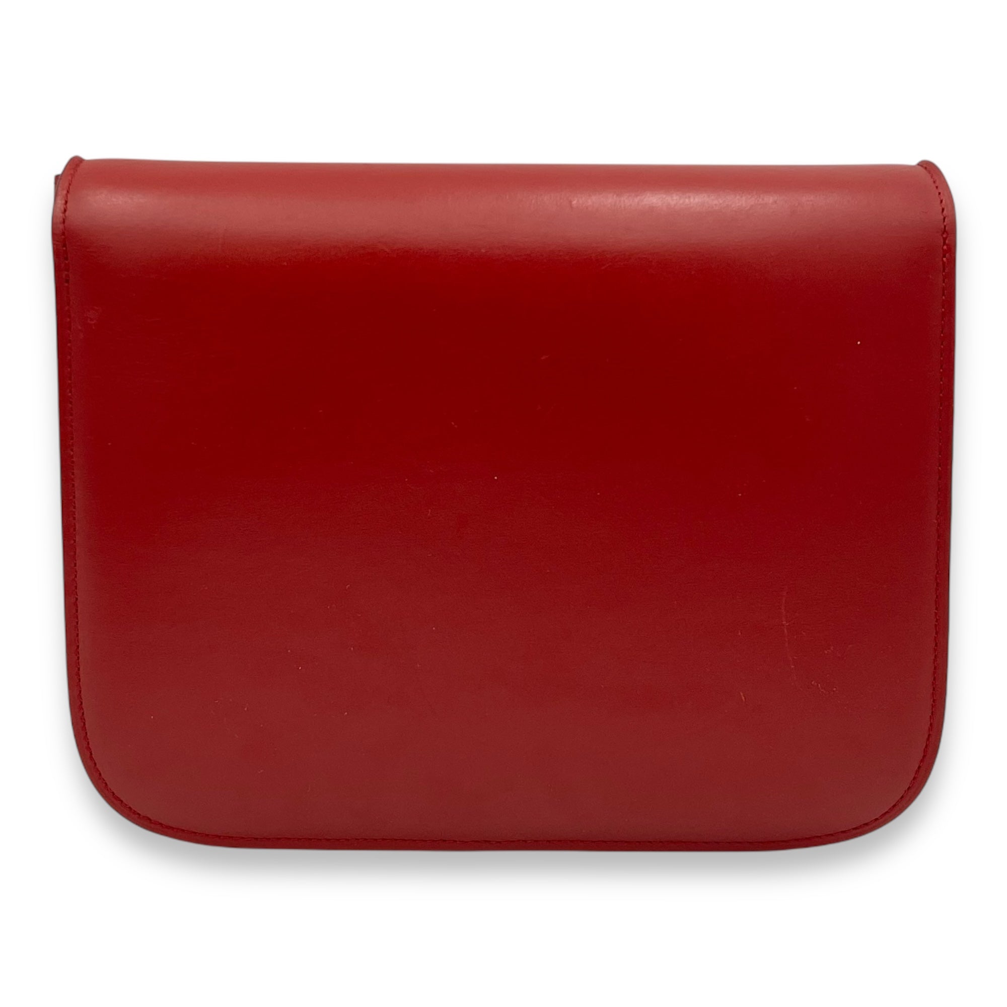 Celine Box Medium Red Shoulder Bag in Calfskin, Gold hardware_2