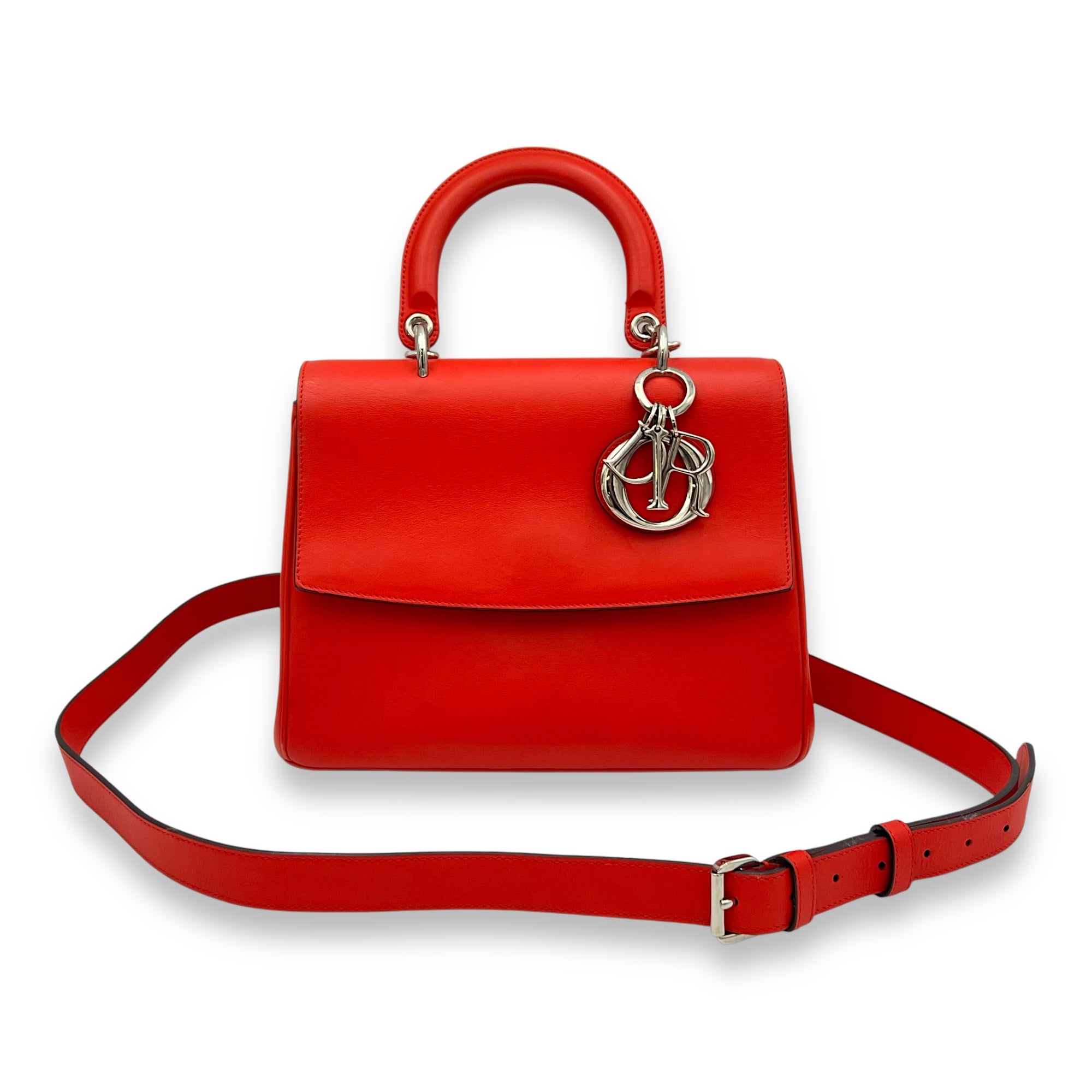 Christian Dior Be Dior Top Handle Bag Red in Calfskin, Silver hardware_10