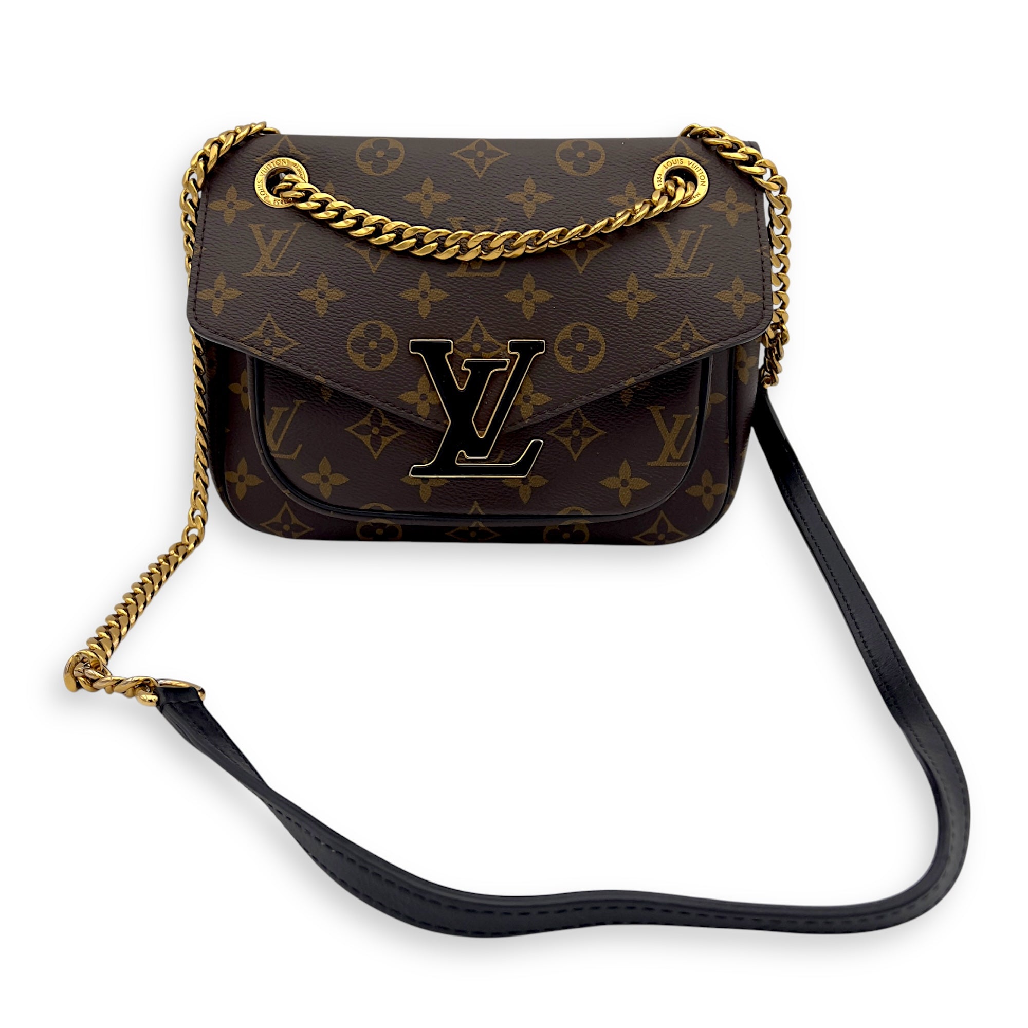 Louis Vuitton Passy Shoulder Bag Brown in Monogram Coated Canvas, Gold hardware_10