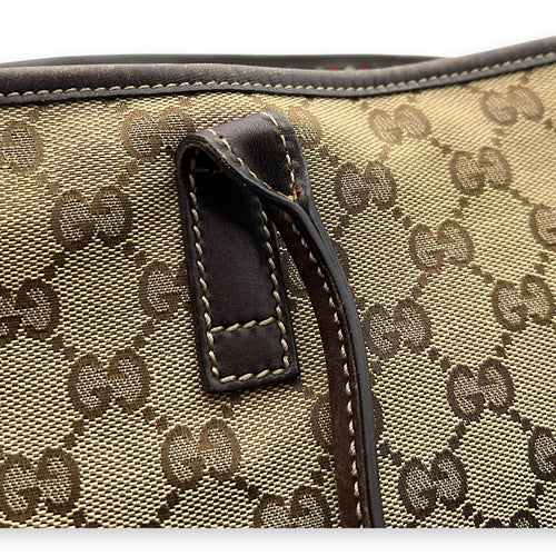 Gucci GG Tote Bag Brown in Canvas, Gold hardware_11