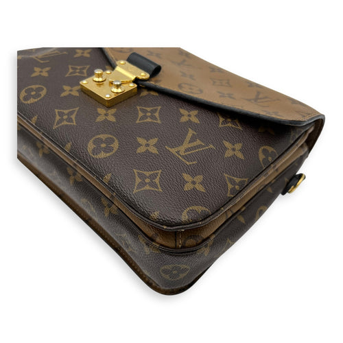 Louis Vuitton Pochette Metis Brown Top Handle Bag in Monogram Coated Canvas, Gold hardware_8