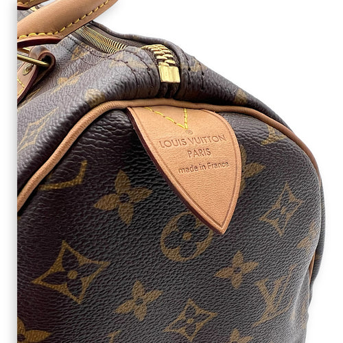 Louis Vuitton Speedy 35 Brown Top Handle Bag in Monogram Coated Canvas, Gold hardware_10