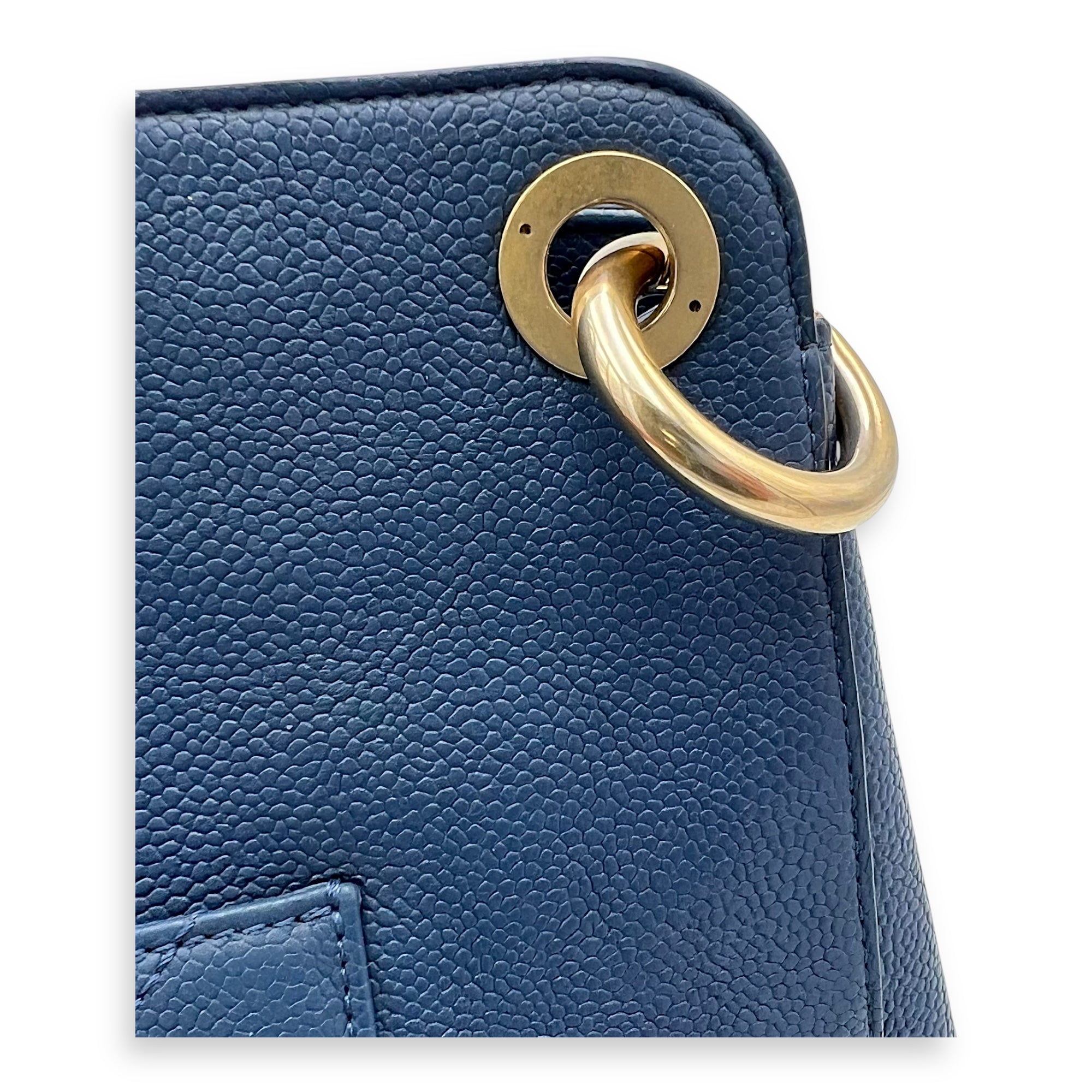 Chanel CC Lock Top Handle Bag Blue in Caviar Leather, Gold hardware_11