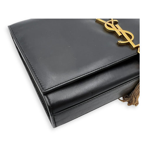 Saint Laurent Kate Medium Black Shoulder Bag in Calfskin, Gold hardware_10