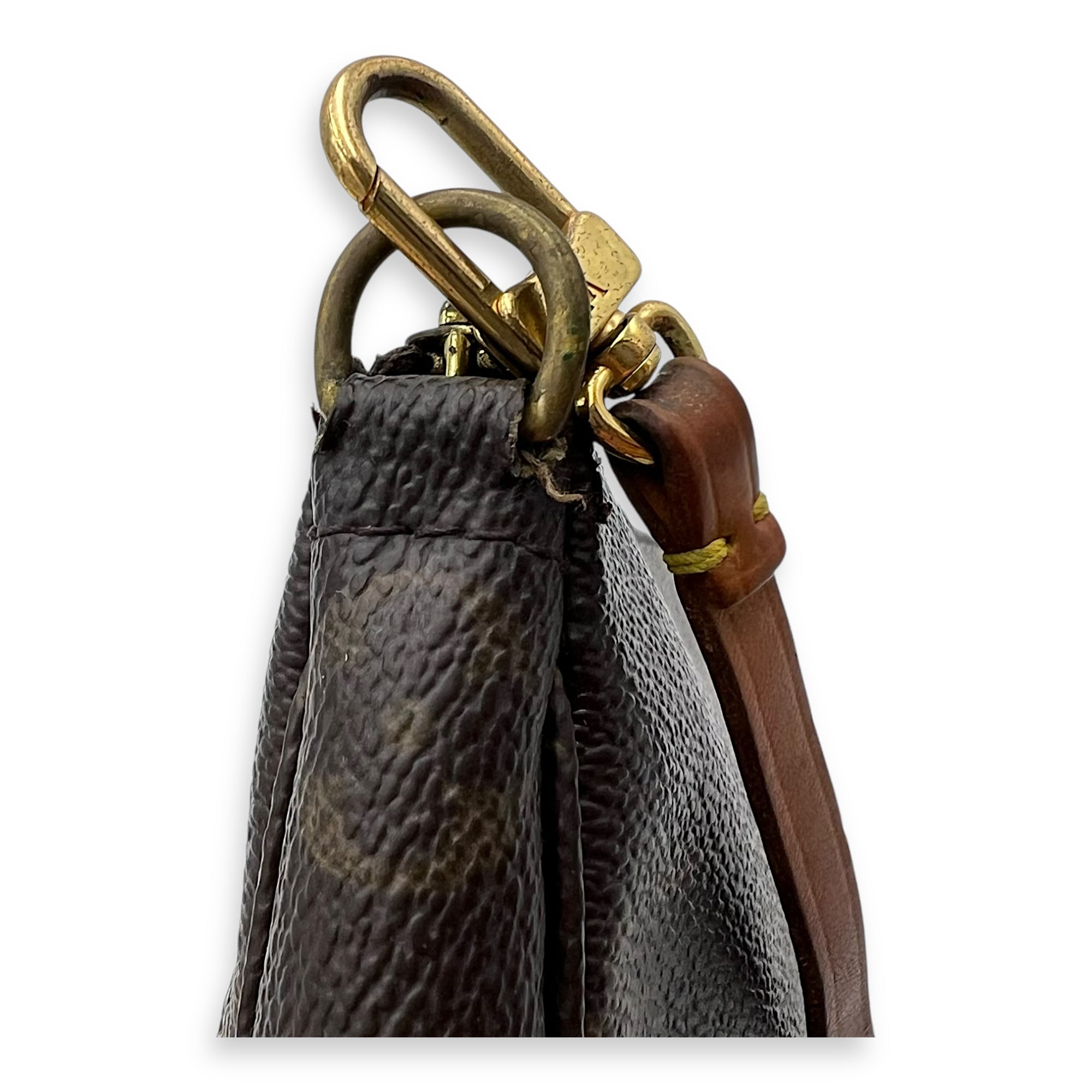 Louis Vuitton Pochette Shoulder Bag Brown in Monogram Coated Canvas, Gold hardware_10