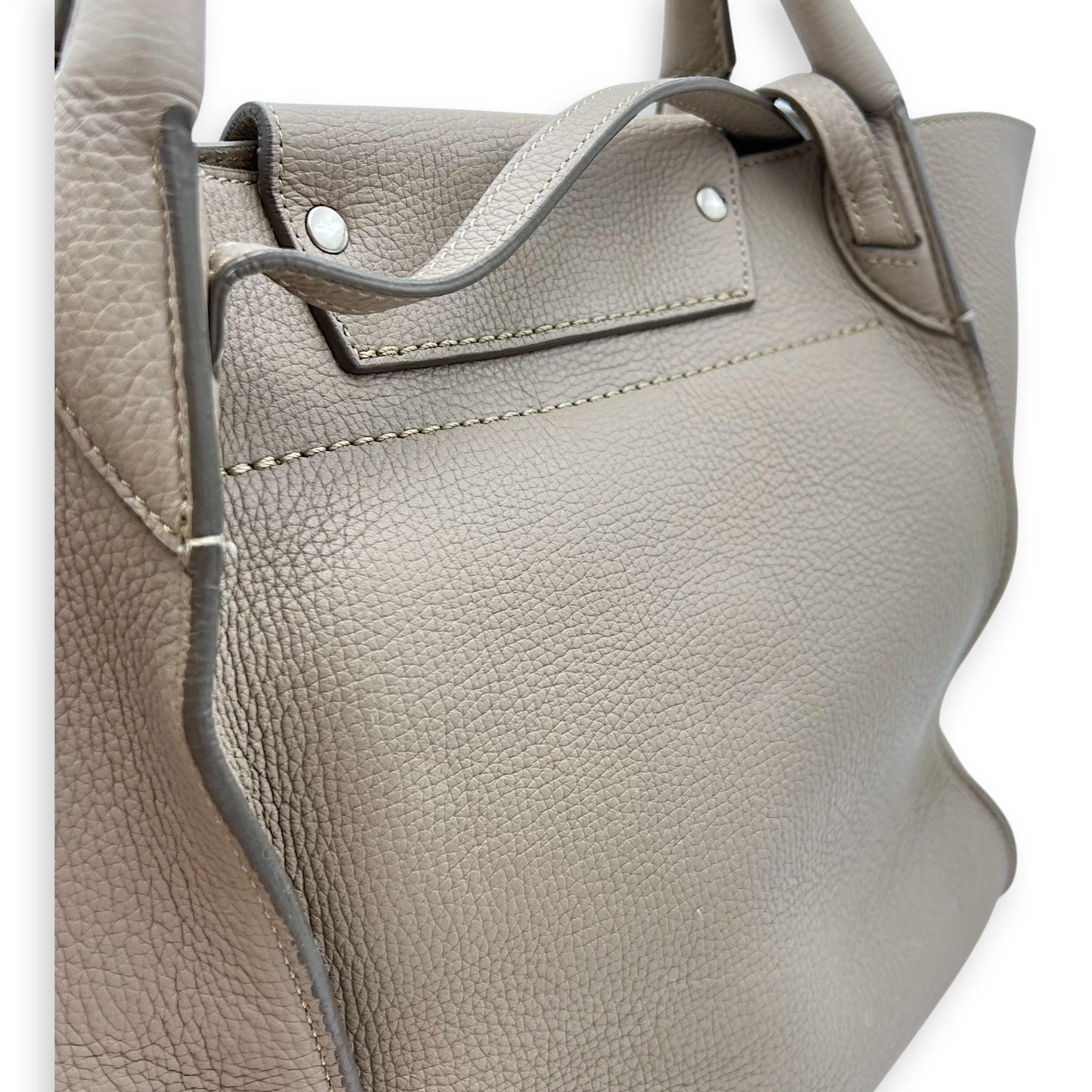 Celine Big Top Handle Bag Grey in Calfskin, Silver hardware_10