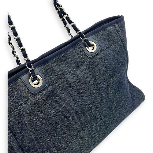 Chanel Deauville Small Blue Tote Bag in Denim, Silver hardware_10