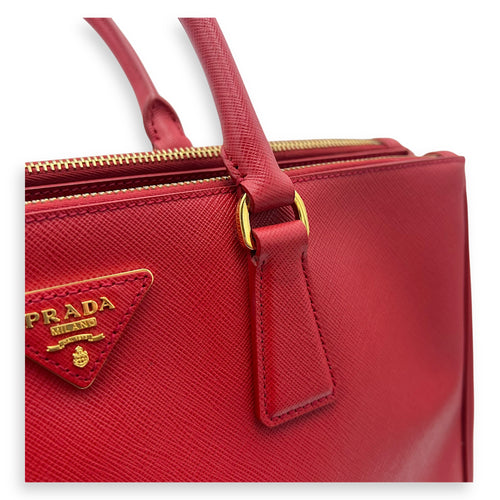 Prada Galleria Top Handle Bag Red in Saffiano Leather, Gold hardware_10