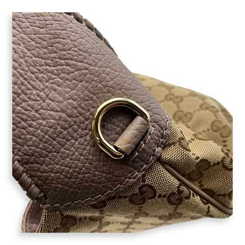 Gucci Jackie 1961 Shoulder Bag Brown in Canvas, Gold hardware_10